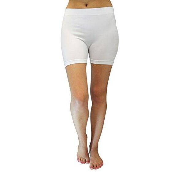 White 12" Long Ultra Stretchy Legging Shorts - Picture 5 of 8